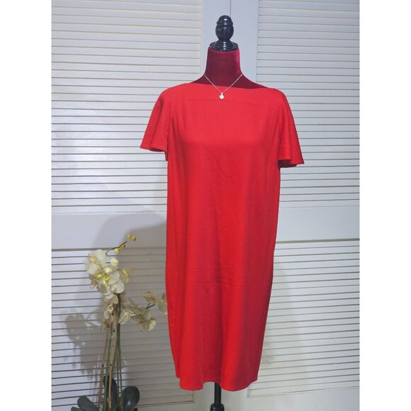 Love Moschino Women's Red Short Flutter Sleeve Relaxed Midi Dress Size 8 2790 - Picture 2 of 10